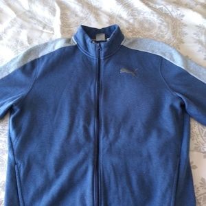 Puma Men's blue and grey fleece track jacket. XL